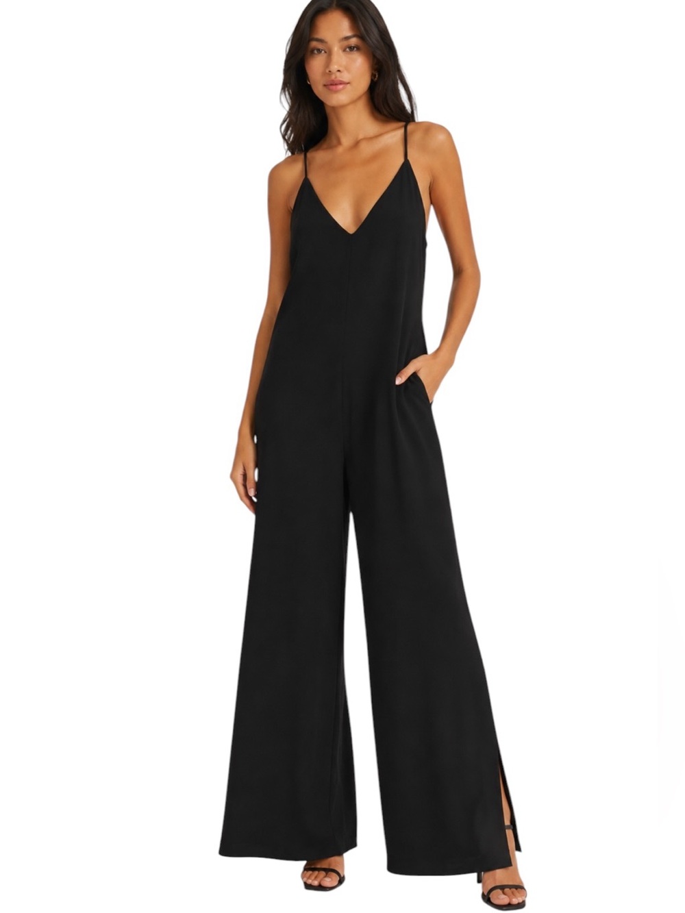 Anthropologie Hutch Mega Wide Leg Jumpsuit Black Size M